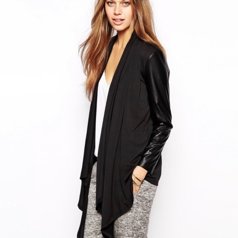 Zara Leather and Knit Cardigan